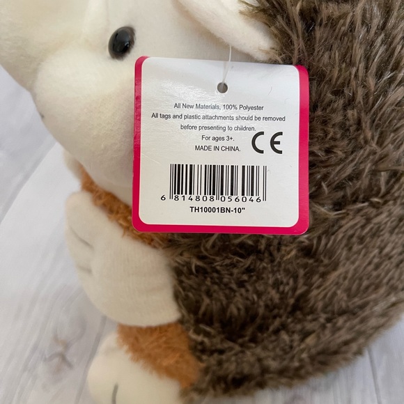 Adorable Brown Cream Hedgehog Plush Stuffed Animal - Picture 5 of 6